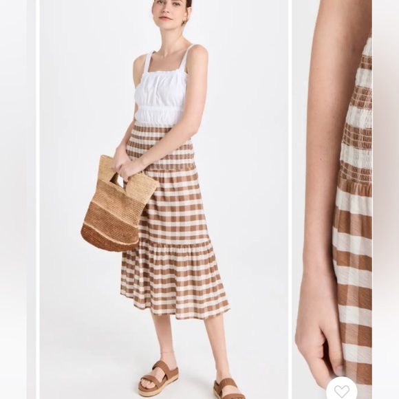 Nation LTD Dresses & Skirts - Nation LTD Nyla Smocked Midi Skirt size S NWT Plaid Jersey Pima Cotton
